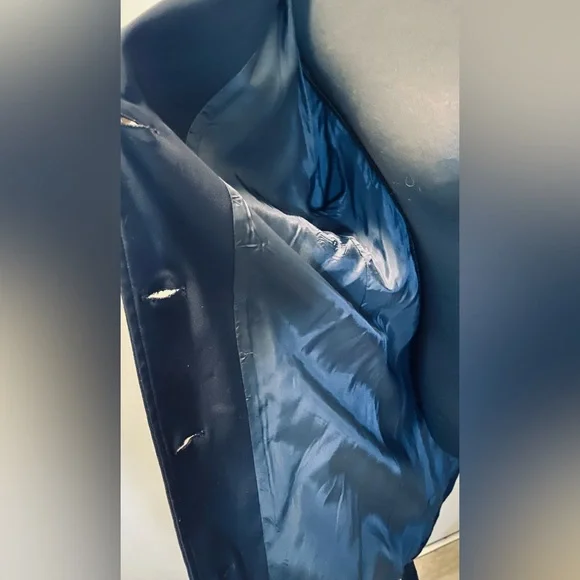 Vintage Linea Navy Blue Belted Women's Trench Coat Classic Chic - Picture 8 of 16